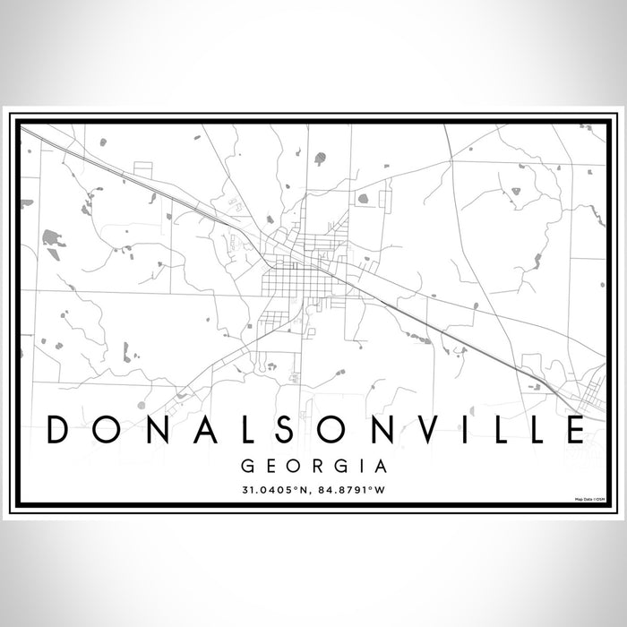 Donalsonville Georgia Map Print Landscape Orientation in Classic Style With Shaded Background