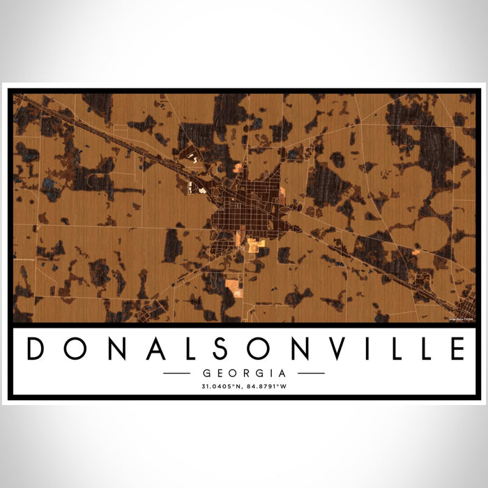Donalsonville Georgia Map Print Landscape Orientation in Ember Style With Shaded Background