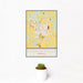 12x18 Donalsonville Georgia Map Print Portrait Orientation in Woodblock Style With Small Cactus Plant in White Planter
