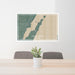 24x36 Door County Wisconsin Map Print Lanscape Orientation in Afternoon Style Behind 2 Chairs Table and Potted Plant