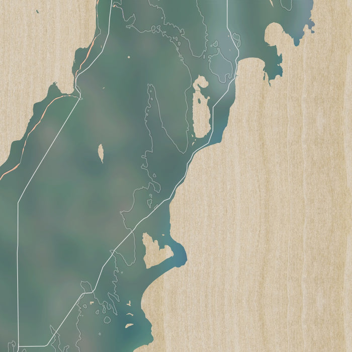 Door County Wisconsin Map Print in Afternoon Style Zoomed In Close Up Showing Details