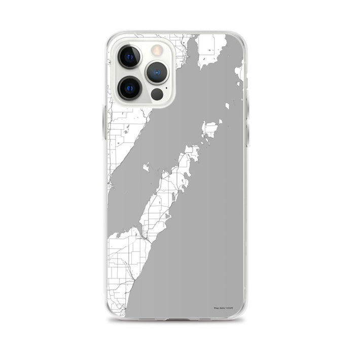 Custom iPhone 12 Pro Max Door County Wisconsin Map Phone Case in Classic