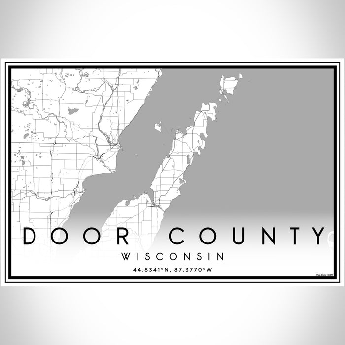 Door County Wisconsin Map Print Landscape Orientation in Classic Style With Shaded Background