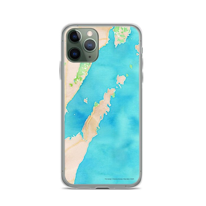 Custom iPhone 11 Pro Door County Wisconsin Map Phone Case in Watercolor
