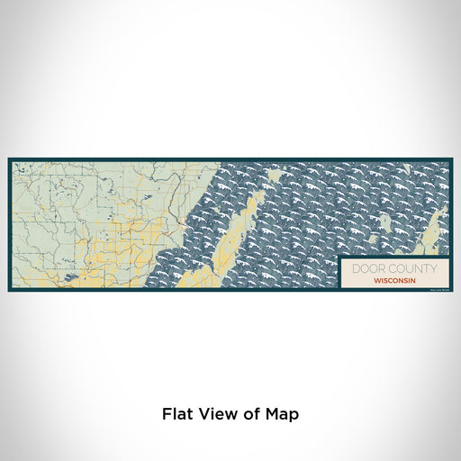 Flat View of Map Custom Door County Wisconsin Map Enamel Mug in Woodblock