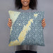 Person holding 18x18 Custom Door County Wisconsin Map Throw Pillow in Woodblock