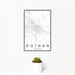 12x18 Dothan Alabama Map Print Portrait Orientation in Classic Style With Small Cactus Plant in White Planter