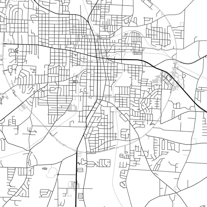 Dothan Alabama Map Print in Classic Style Zoomed In Close Up Showing Details