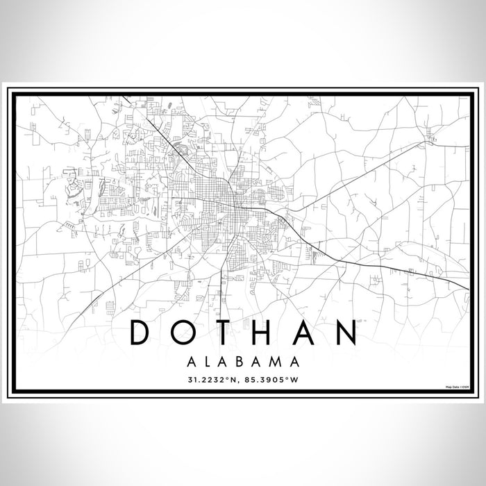 Dothan Alabama Map Print Landscape Orientation in Classic Style With Shaded Background