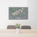 24x36 Douglas Lake Tennessee Map Print Lanscape Orientation in Afternoon Style Behind 2 Chairs Table and Potted Plant