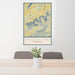 24x36 Douglas Lake Tennessee Map Print Portrait Orientation in Woodblock Style Behind 2 Chairs Table and Potted Plant