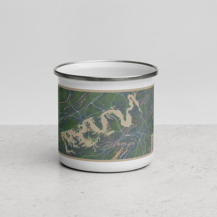Front View Custom Douglas Lake Tennessee Map Enamel Mug in Afternoon