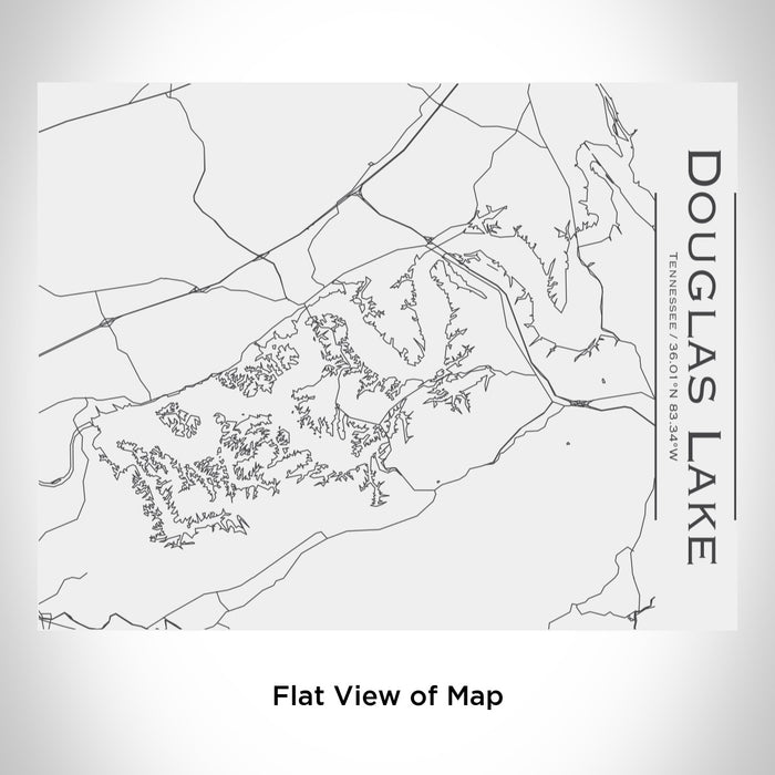 Rendered View of Douglas Lake Tennessee Map Engraving on 20oz Stainless Steel Insulated Bottle with Bamboo Top in White