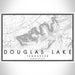 Douglas Lake Tennessee Map Print Landscape Orientation in Classic Style With Shaded Background