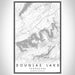 Douglas Lake Tennessee Map Print Portrait Orientation in Classic Style With Shaded Background