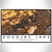 Douglas Lake Tennessee Map Print Landscape Orientation in Ember Style With Shaded Background