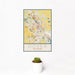 12x18 Dover Delaware Map Print Portrait Orientation in Woodblock Style With Small Cactus Plant in White Planter