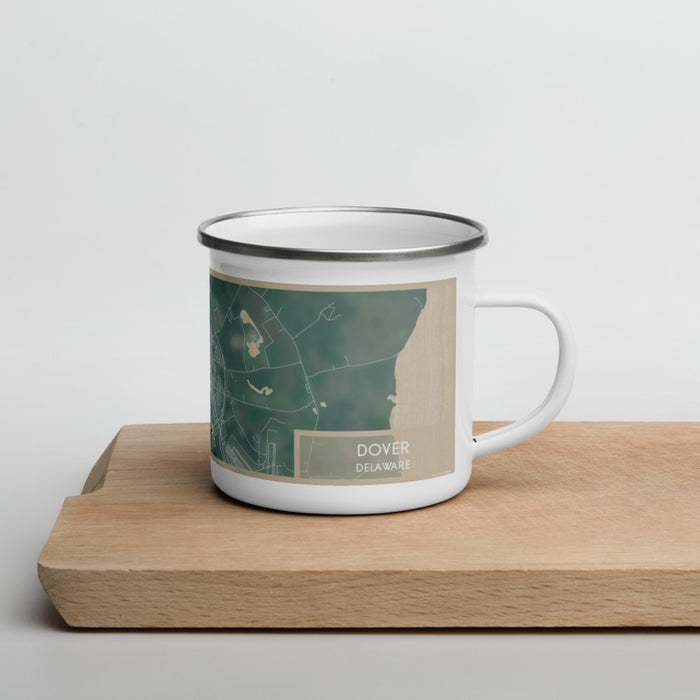 Right View Custom Dover Delaware Map Enamel Mug in Afternoon