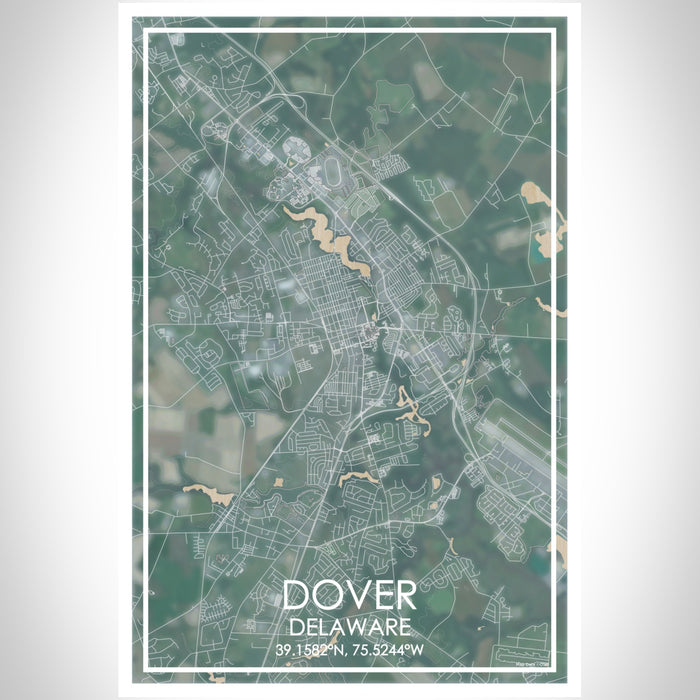 Dover Delaware Map Print Portrait Orientation in Afternoon Style With Shaded Background