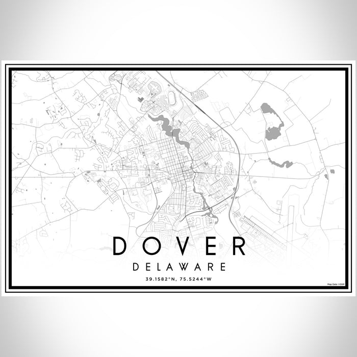 Dover Delaware Map Print Landscape Orientation in Classic Style With Shaded Background