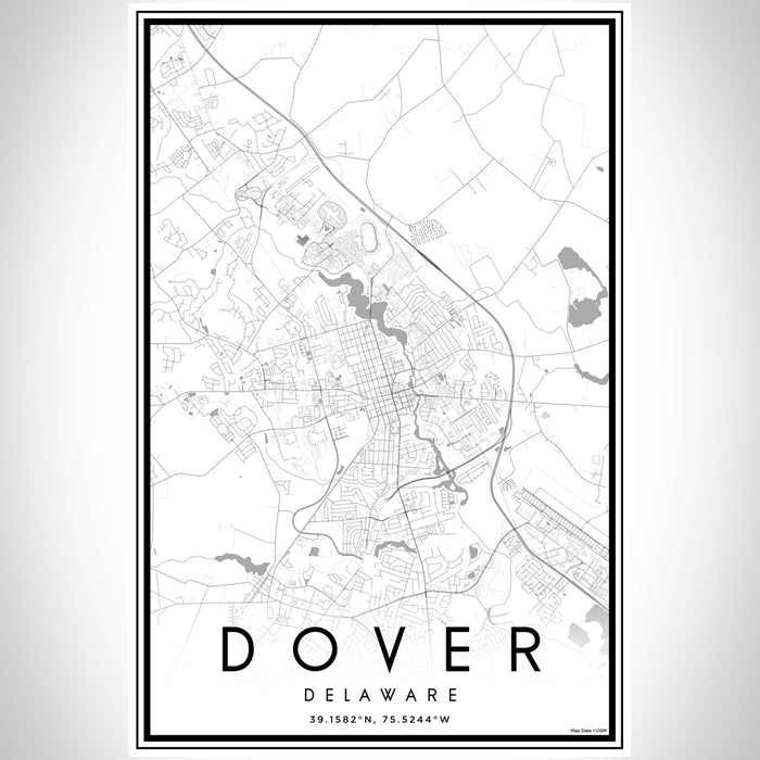 Dover Delaware Map Print Portrait Orientation in Classic Style With Shaded Background