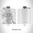 Rendered View of Dover Delaware Map Engraving on 6oz Stainless Steel Flask in White