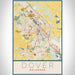 Dover Delaware Map Print Portrait Orientation in Woodblock Style With Shaded Background