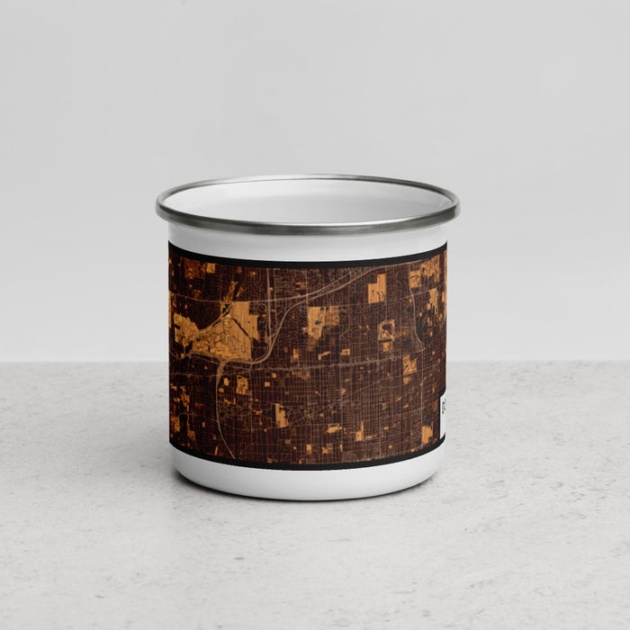 Front View Custom Downers Grove Illinois Map Enamel Mug in Ember
