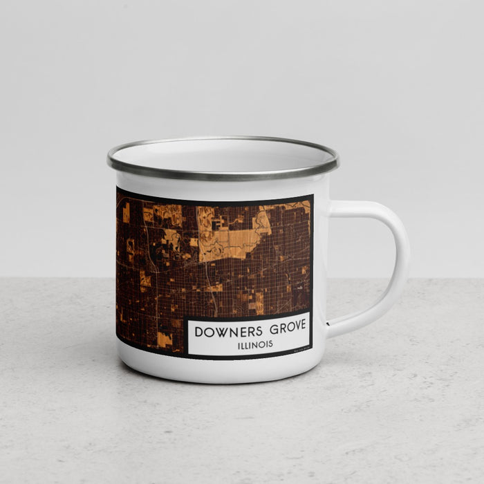 Right View Custom Downers Grove Illinois Map Enamel Mug in Ember
