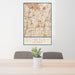 24x36 Downey California Map Print Portrait Orientation in Woodblock Style Behind 2 Chairs Table and Potted Plant