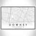 Downey California Map Print Landscape Orientation in Classic Style With Shaded Background