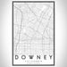 Downey California Map Print Portrait Orientation in Classic Style With Shaded Background