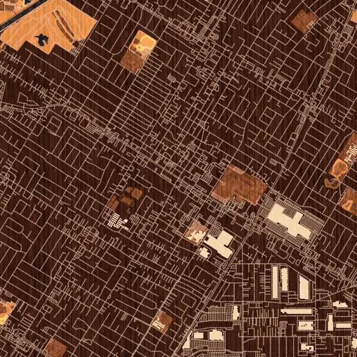 Downey California Map Print in Ember Style Zoomed In Close Up Showing Details
