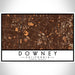 Downey California Map Print Landscape Orientation in Ember Style With Shaded Background