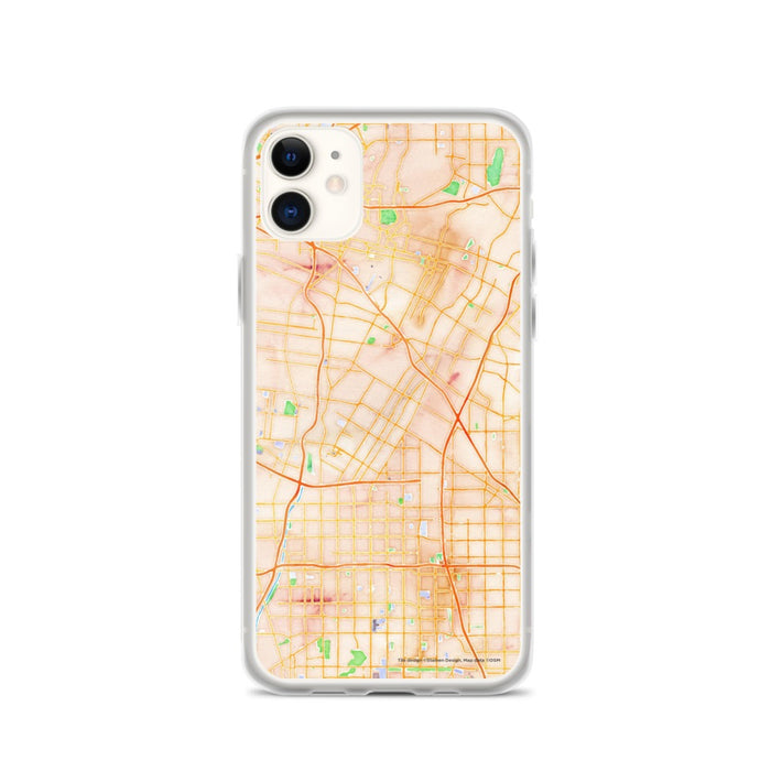 Custom iPhone 11 Downey California Map Phone Case in Watercolor