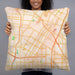 Person holding 22x22 Custom Downey California Map Throw Pillow in Watercolor