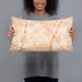 Person holding 20x12 Custom Downey California Map Throw Pillow in Watercolor