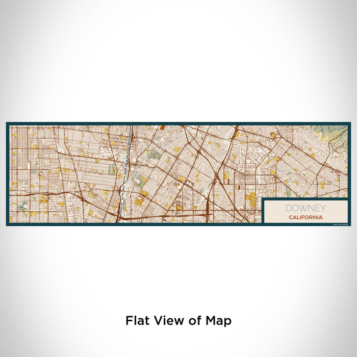 Flat View of Map Custom Downey California Map Enamel Mug in Woodblock