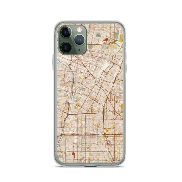 Custom iPhone 11 Pro Downey California Map Phone Case in Woodblock
