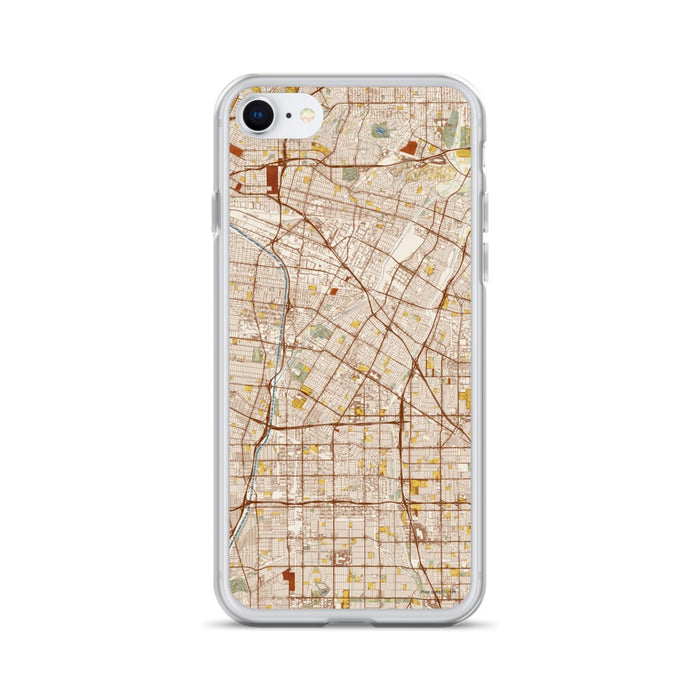 Custom iPhone SE Downey California Map Phone Case in Woodblock