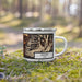 Right View Custom Draper Utah Map Enamel Mug in Ember on Grass With Trees in Background