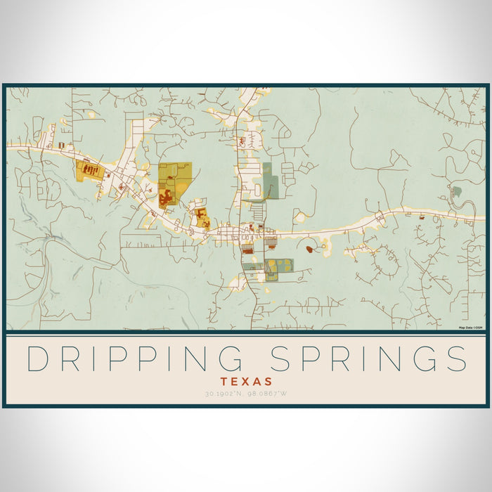 Dripping Springs - Texas Map Print in Woodblock — JACE Maps