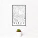 12x18 Dublin California Map Print Portrait Orientation in Classic Style With Small Cactus Plant in White Planter