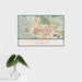 16x24 Dublin California Map Print Landscape Orientation in Woodblock Style With Tropical Plant Leaves in Water