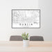 24x36 Dublin California Map Print Lanscape Orientation in Classic Style Behind 2 Chairs Table and Potted Plant