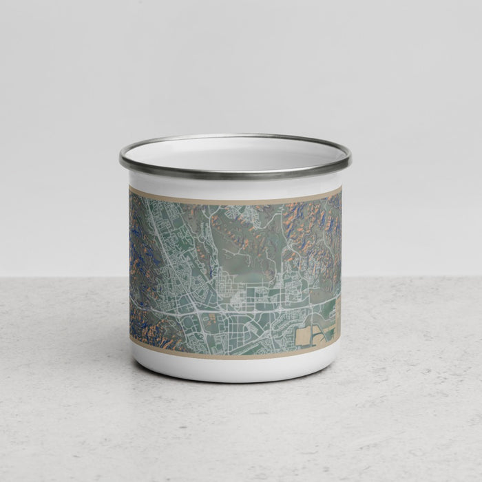 Front View Custom Dublin California Map Enamel Mug in Afternoon