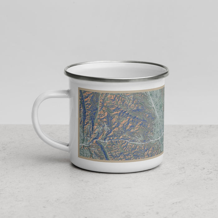 Left View Custom Dublin California Map Enamel Mug in Afternoon