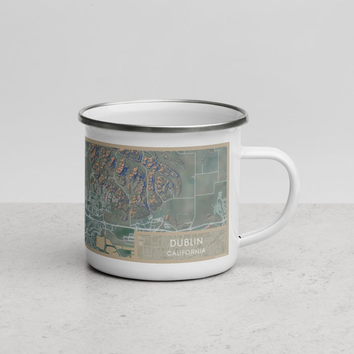 Right View Custom Dublin California Map Enamel Mug in Afternoon
