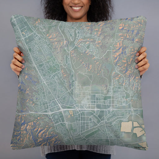 Person holding 22x22 Custom Dublin California Map Throw Pillow in Afternoon