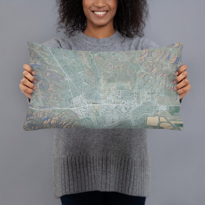 Person holding 20x12 Custom Dublin California Map Throw Pillow in Afternoon